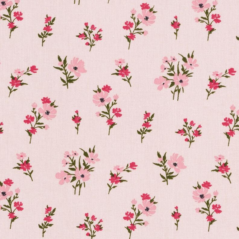 Tkanina bawełniana Kreton kwiaty mini – różowy/intensywny róż,  image number 1