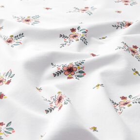 GOTS Dżersej bawełniany rozsypane kwiaty | Poppy Fabrics – biel, 