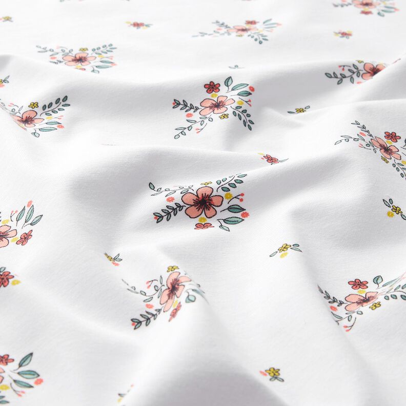 GOTS Dżersej bawełniany rozsypane kwiaty | Poppy Fabrics – biel,  image number 2