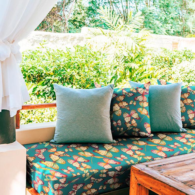 Tkanina outdoor Płótno motyle – jasny petrol,  image number 8