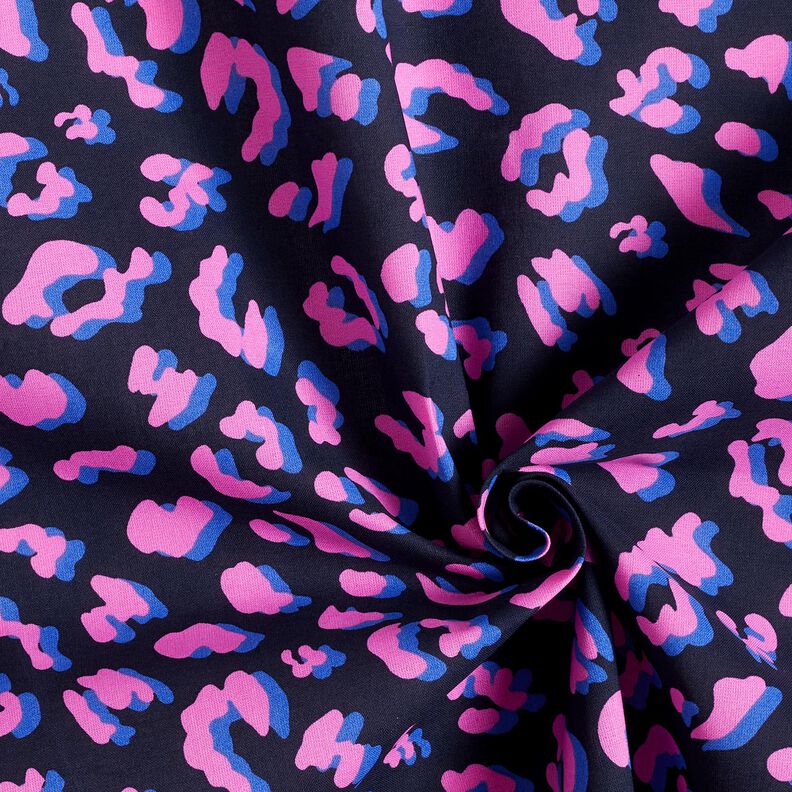 Bawełna powlekana abstrakcyjna panterka | Poppy Fabrics – ciemnogranatowy/pink, image number 3