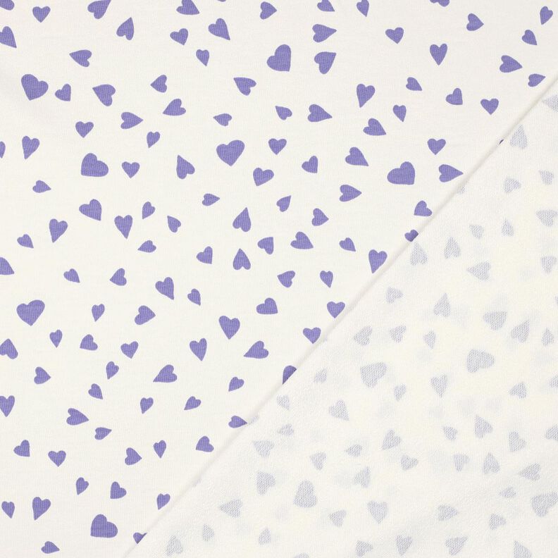Dzianina dresowa pętelkowa serca | Poppy Fabrics – kość słoniowa/liliowy, image number 3