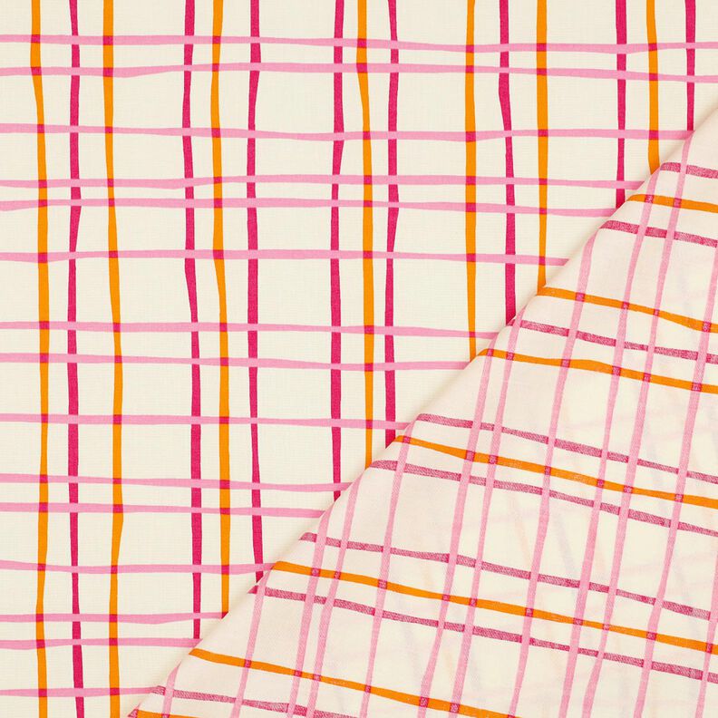 Popelina bawełniana falista krata | Poppy Fabrics – krem/róż,  image number 4