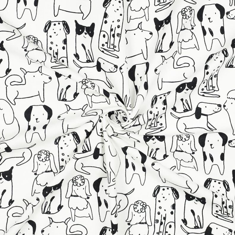 Flanela bawełniana psy | Poppy Fabrics – biel/czerń,  image number 3