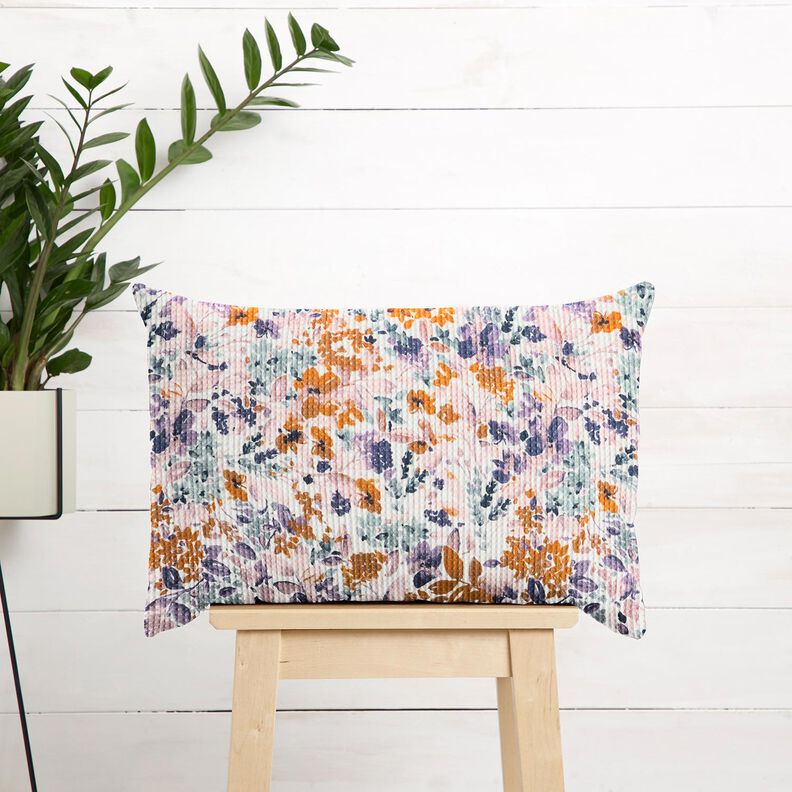 Pika waflowa Akwarelowe kwiaty | Poppy Fabrics – biel/lawendowy, image number 6