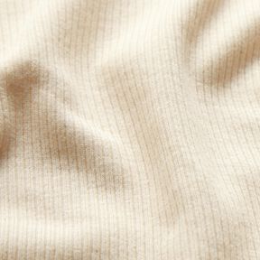 Drobno tkany dżersej prążkowany, niebielony – naturalny | Resztka 50cm, 