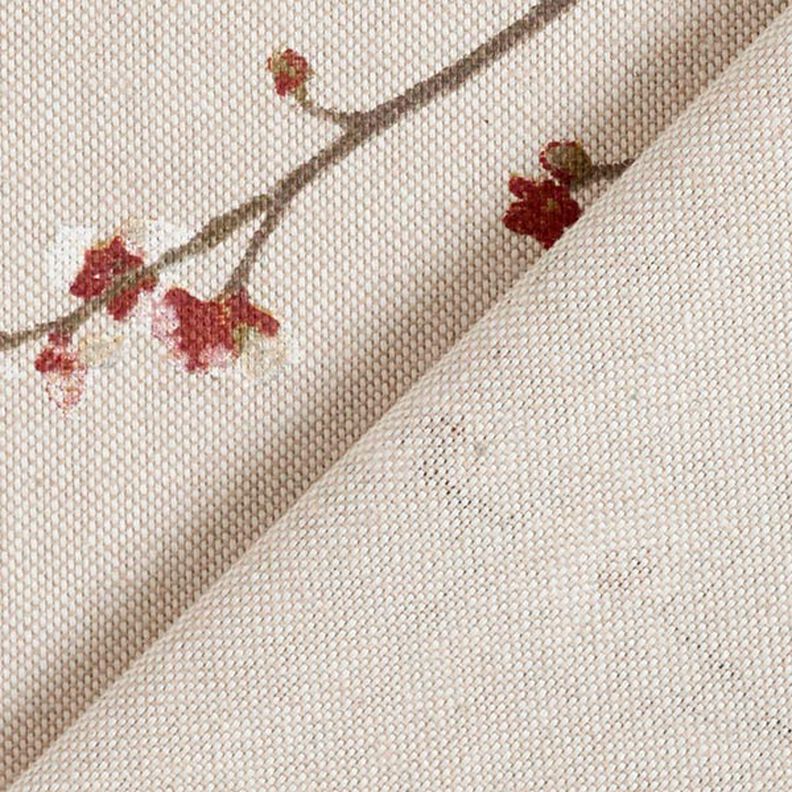 Tkanin dekoracyjna Half panama japoński kwiat wiśni – naturalny/burgund,  image number 5