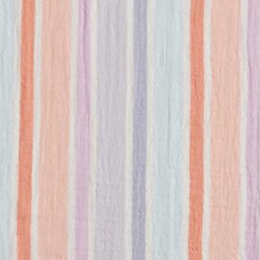 Muślin / Tkanina double crinkle paski z barwionej przędzy | Poppy Fabrics – mleczna biel/mix kolorów, 