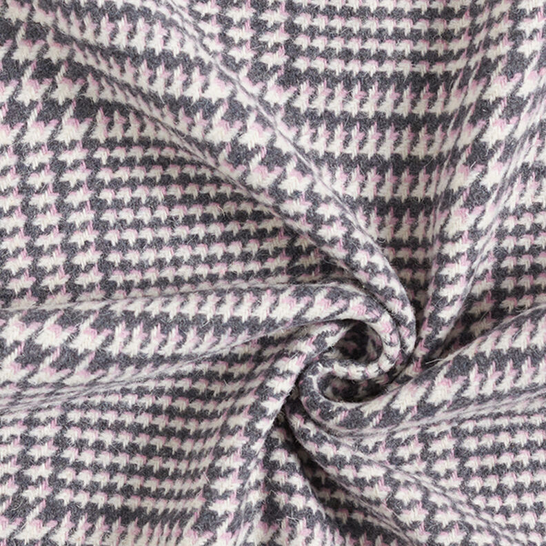 Materiał na płaszcze w kratkę glen – antracyt/róż | Resztka 60cm,  image number 3