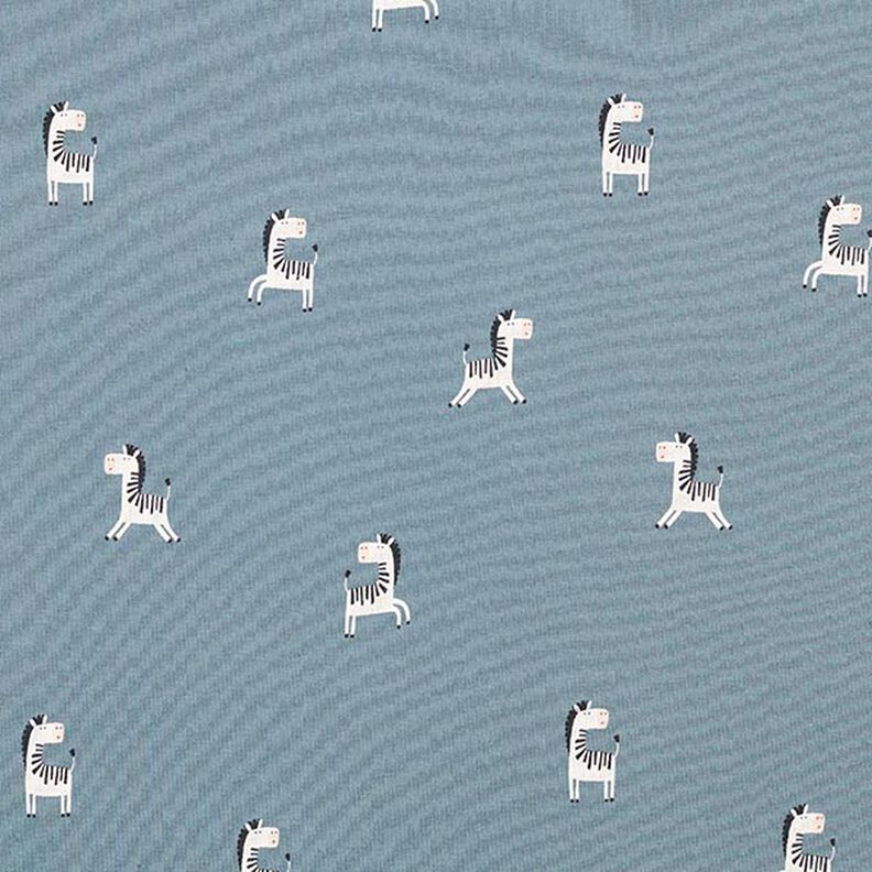 Dżersej bawełniany śmieszne zebry – szary błękit,  image number 1