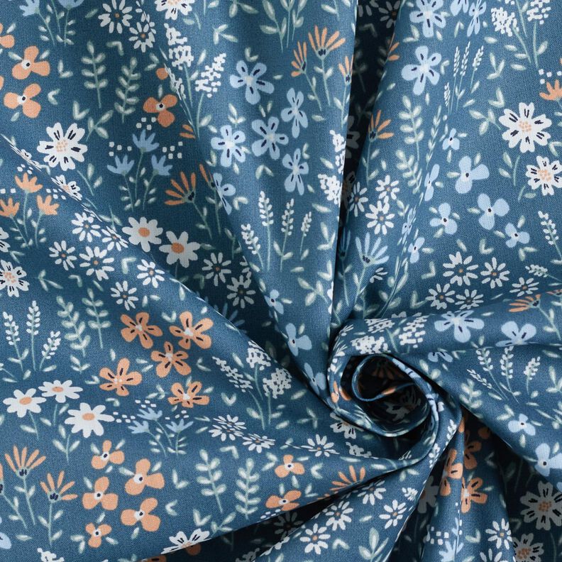 Bawełna powlekana kolorowa łąka kwietna – jasnoniebieski jeans/jasnoniebieski,  image number 4