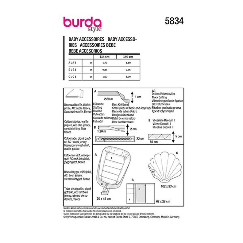 Wyprawka dla noworodka | Burda 5834 | Onesize,  image number 9