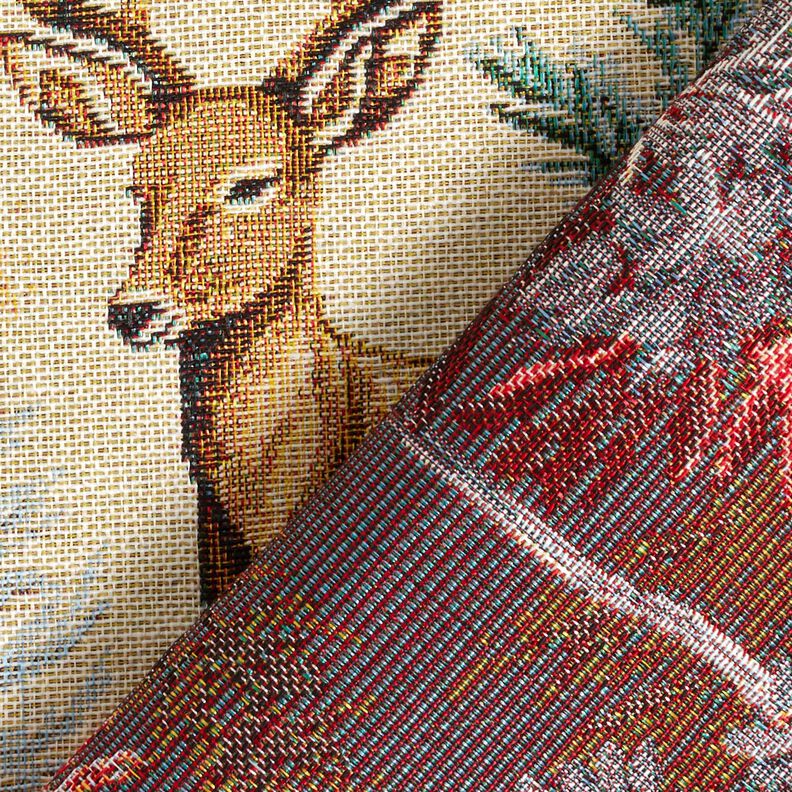 Tkanin dekoracyjna Gobelin jesienny las &ndash; jasnobeżowy/zieleń,  image number 4