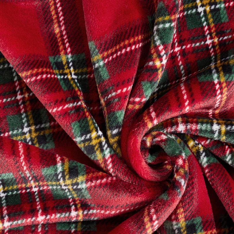 Miękki polar klasyczna krata – ciemnoczerwony/zielony jodłowy,  image number 3
