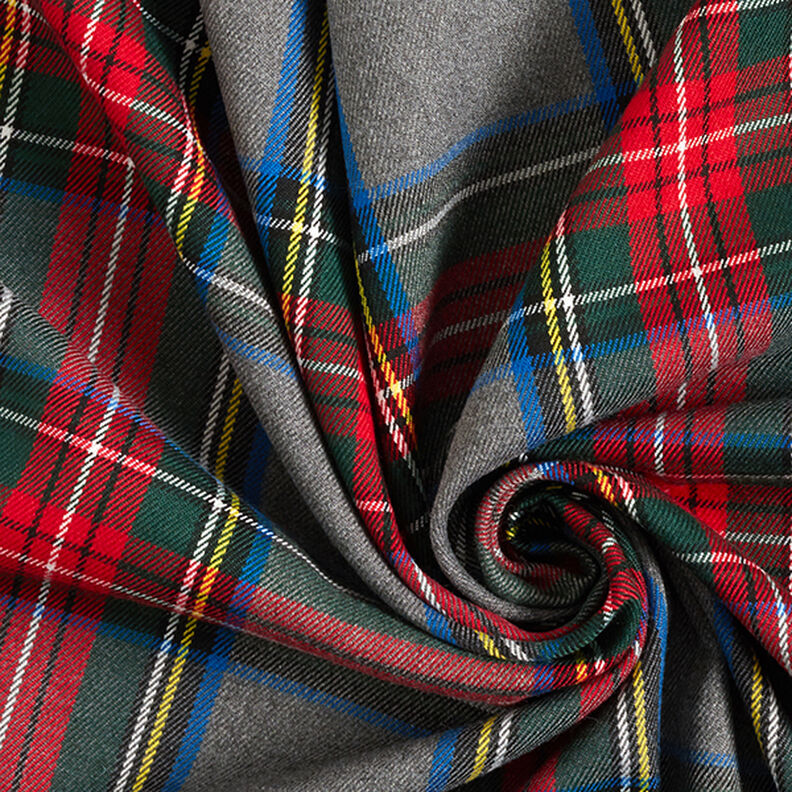Tkanina spodniowa strecz Szkocka krata – szary łupek/czerwień,  image number 3