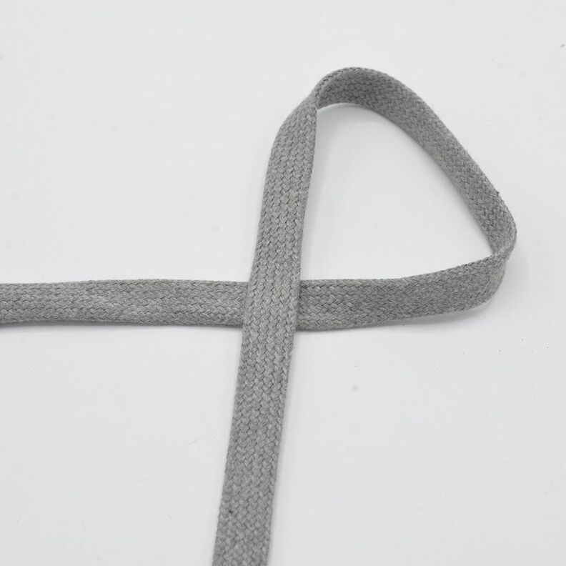 płaski sznurek Bluza z kapturem Bawełna Melanż [15 mm] – jasnoszary,  image number 1