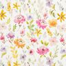 Tkanin dekoracyjna Half panama subtelne kwiaty – biel/pastelowy fiolet,  thumbnail number 1