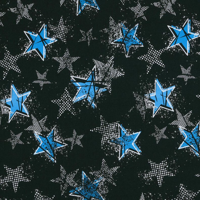 Dzianina dresowa pętelkowa French Terry Odmiany gwiazd | Glitzerpüppi – czerń/błękit,  image number 1