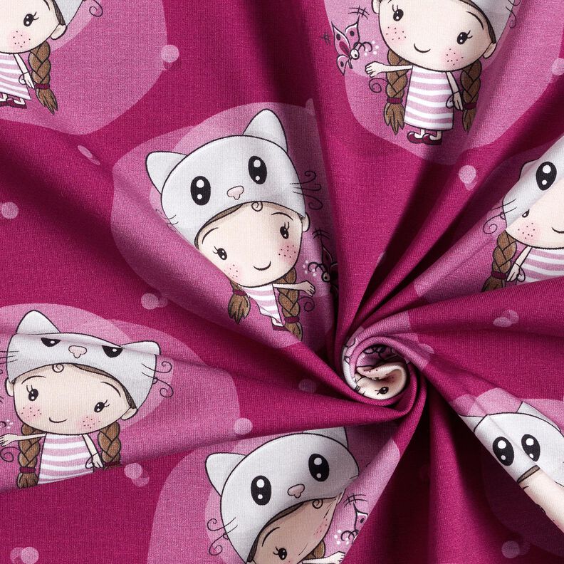 Dżersej bawełniany kocica | Glitzerpüppi  – malinowy,  image number 3