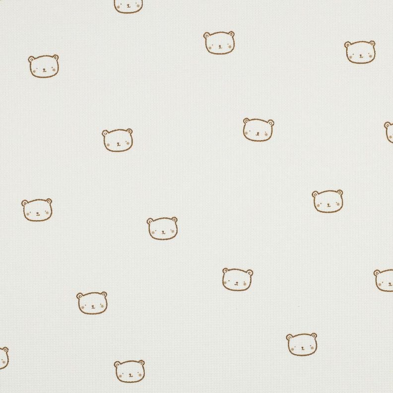 Dżersej wafel niedźwiadki | Poppy Fabrics – mleczna biel/brąz sarni,  image number 1