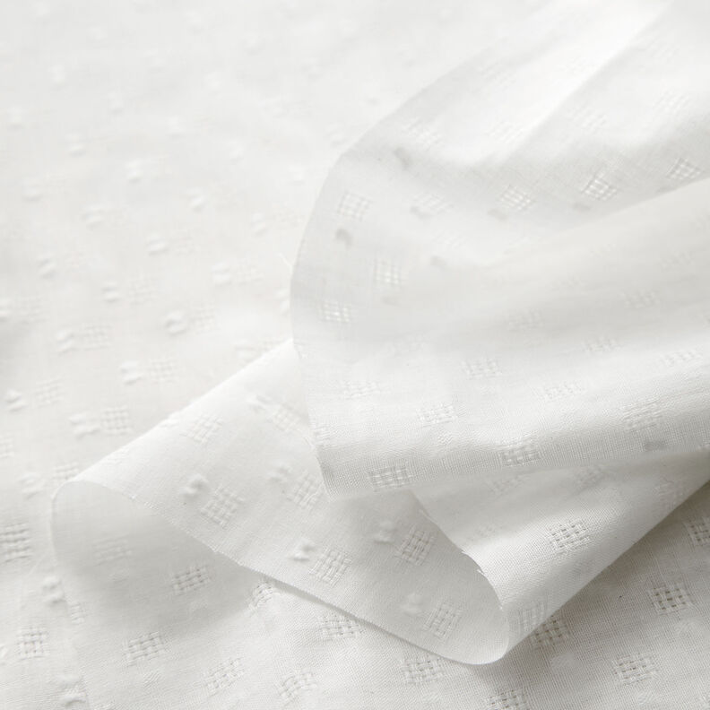 Ażurowa tkanina bawełniana dobby – biel,  image number 6