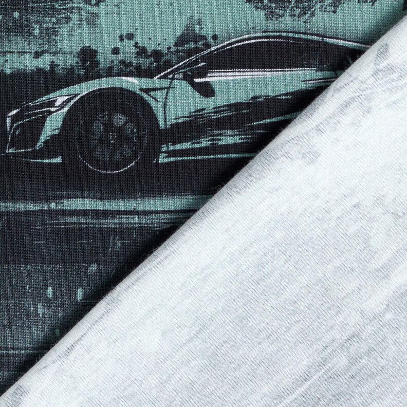 Dżersej bawełniany samochód wyścigowy nadruk cyfrowy – czerń/perłowo szary,  image number 4