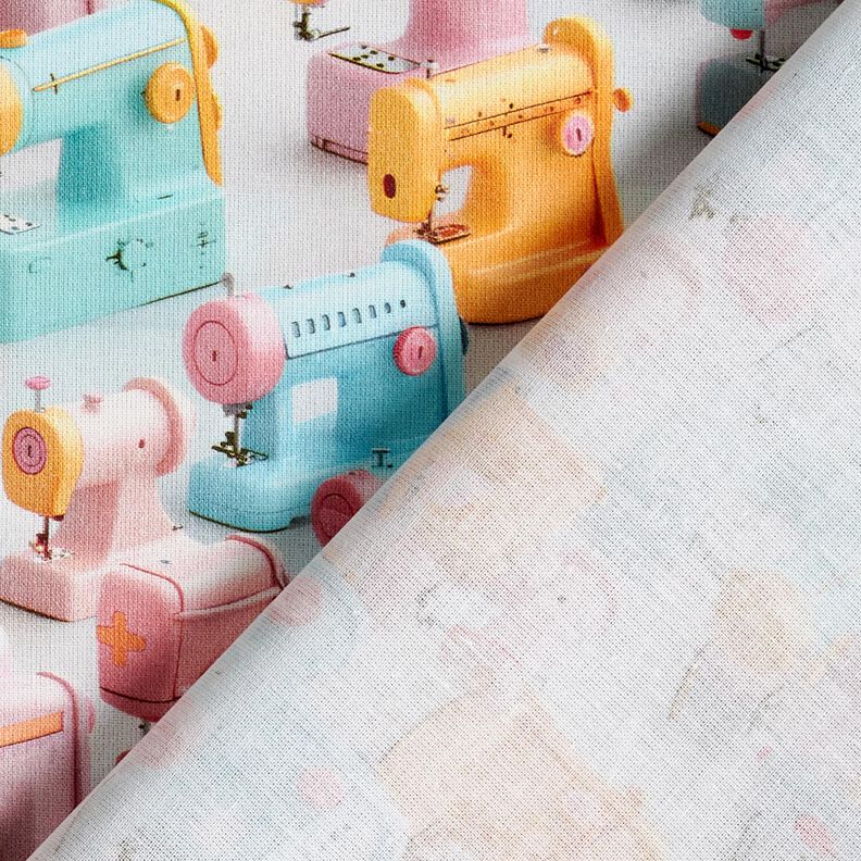 Tkanina bawełniana Popelina kolorowe maszyny do szycia &ndash; jasny r&oacute;ż/jasny turkus,  image number 4