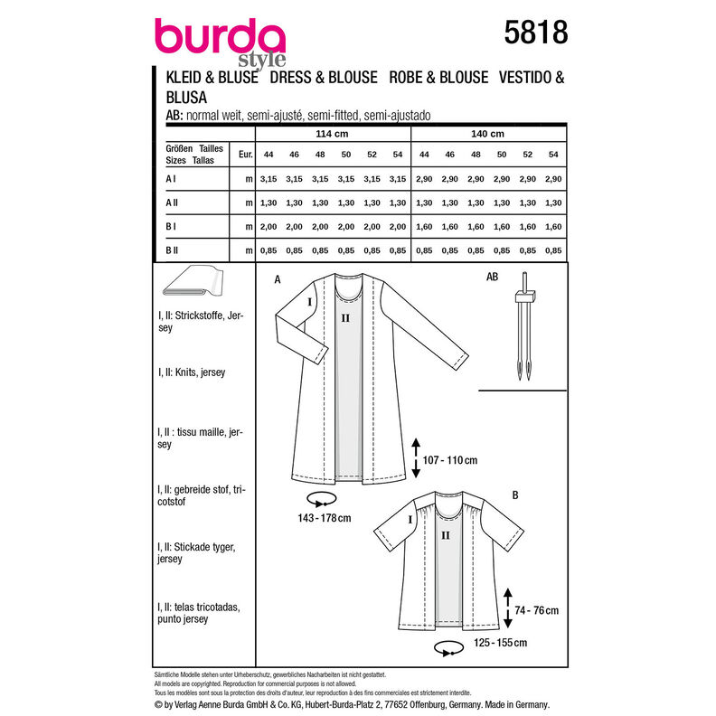 Plus-Size Sukienka / Bluza 5818 | Burda | 44-54,  image number 9