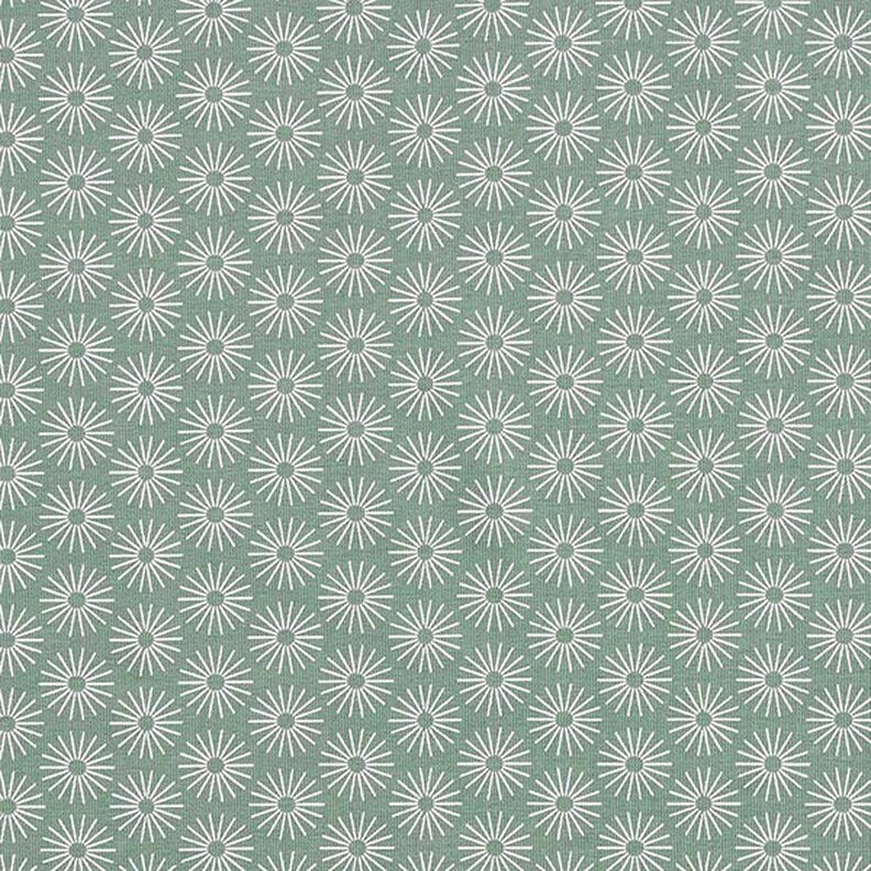 Dżersej bawełniany w 
błyszczące kwiaty – zieleń trzcinowa,  image number 1