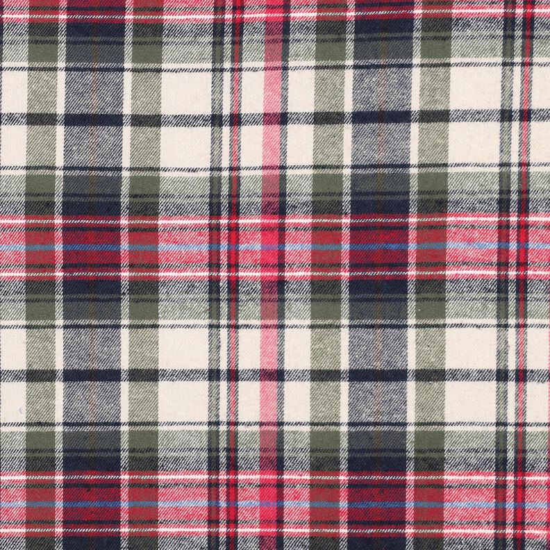 Flanela bawełniana kratka | Poppy Fabrics – oliwka/czerwień, image number 1