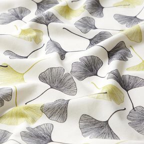 Dżersej bawełniany liście miłorzębu – mleczna biel/zieleń liści lipy, 