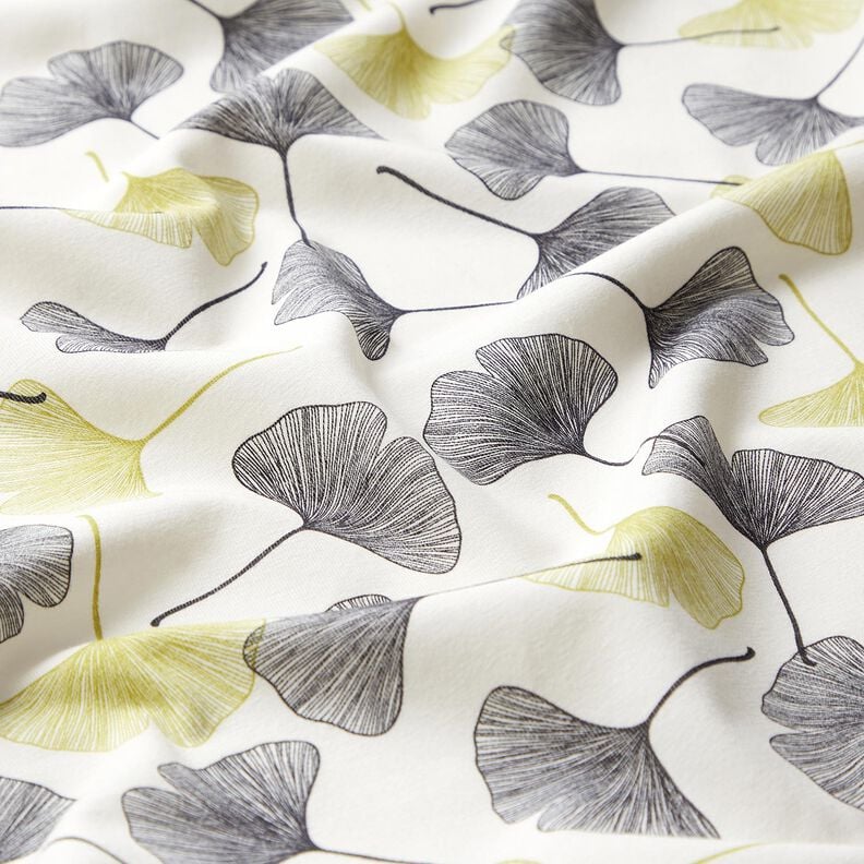 Dżersej bawełniany liście miłorzębu – mleczna biel/zieleń liści lipy,  image number 2