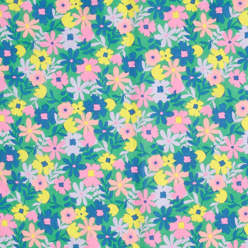 Bawełna powlekana pastelowe kwiaty | Poppy Fabrics – trawiasta zieleń/róż, image number 1