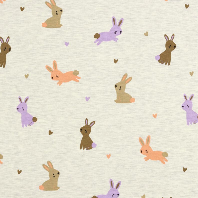 Dżersej bawełniany zajączki i serca | Poppy Fabrics – mleczna biel,  image number 1