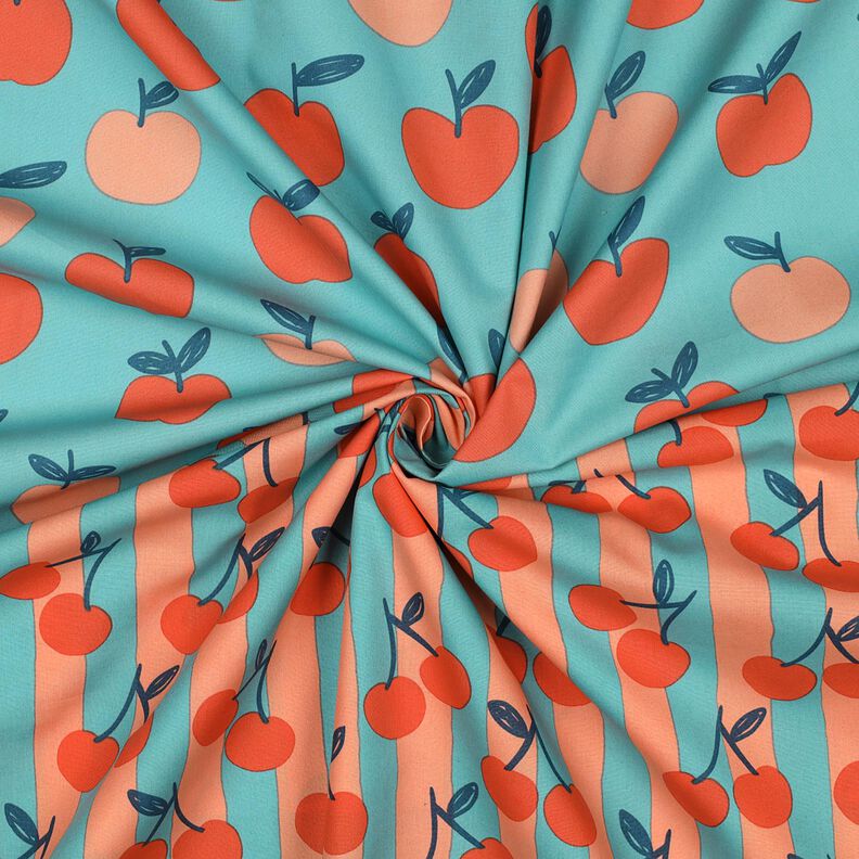 Popelina bawełniana duże jabłka | Poppy Fabrics – błękit morski/łosoś,  image number 3