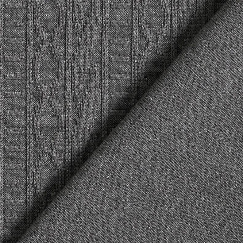 Dżersej żakardowy Mieszanka bawełny w zdobione paski – ciemnoszary,  image number 4