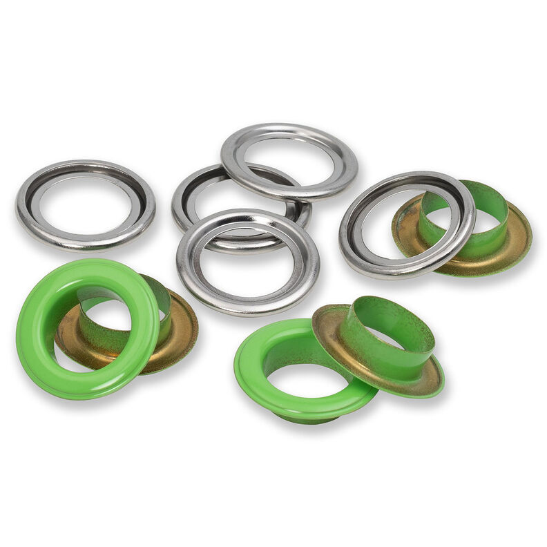 Oczka z podkładkami [15 sztuk | Ø 14 mm] | Prym – jasna zieleń/srebrny metaliczny,  image number 2