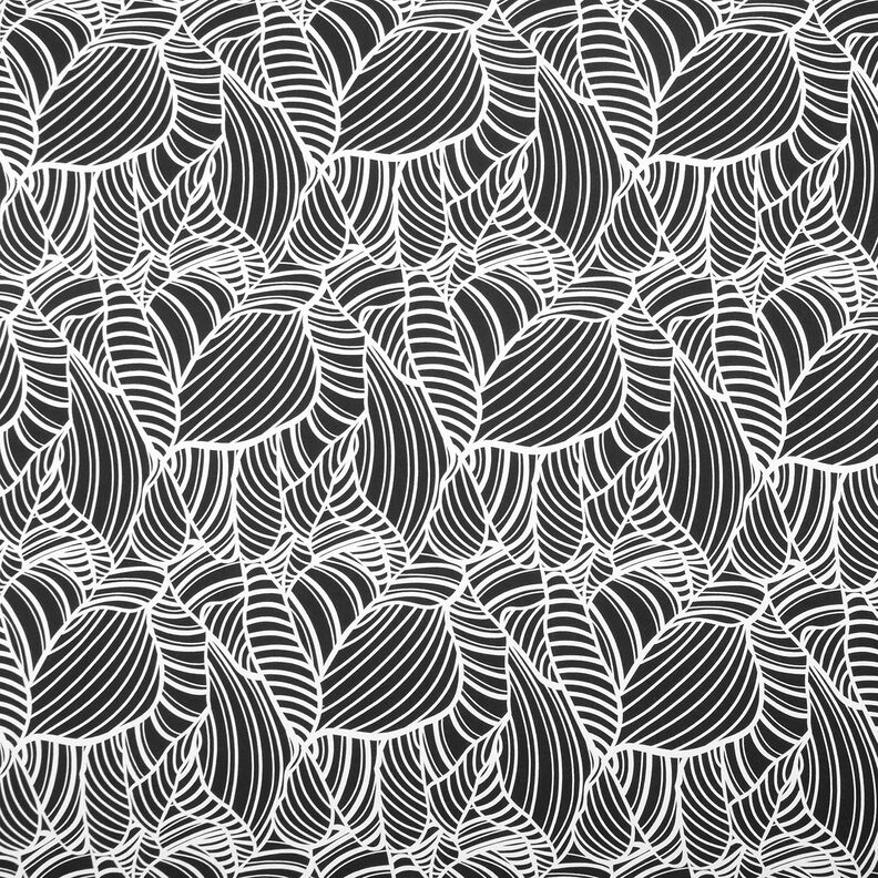 Dżersej wiskozowy w abstrakcyjne liście – czerń/biel,  image number 1
