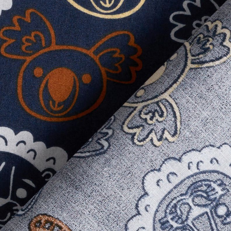 Popelina bawełniana Zwierzęce buzie | Poppy Fabrics – szary błękit, image number 4