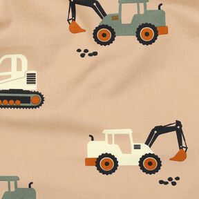 Popelina bawełniana koparki i traktory | Poppy Fabrics – beż, 