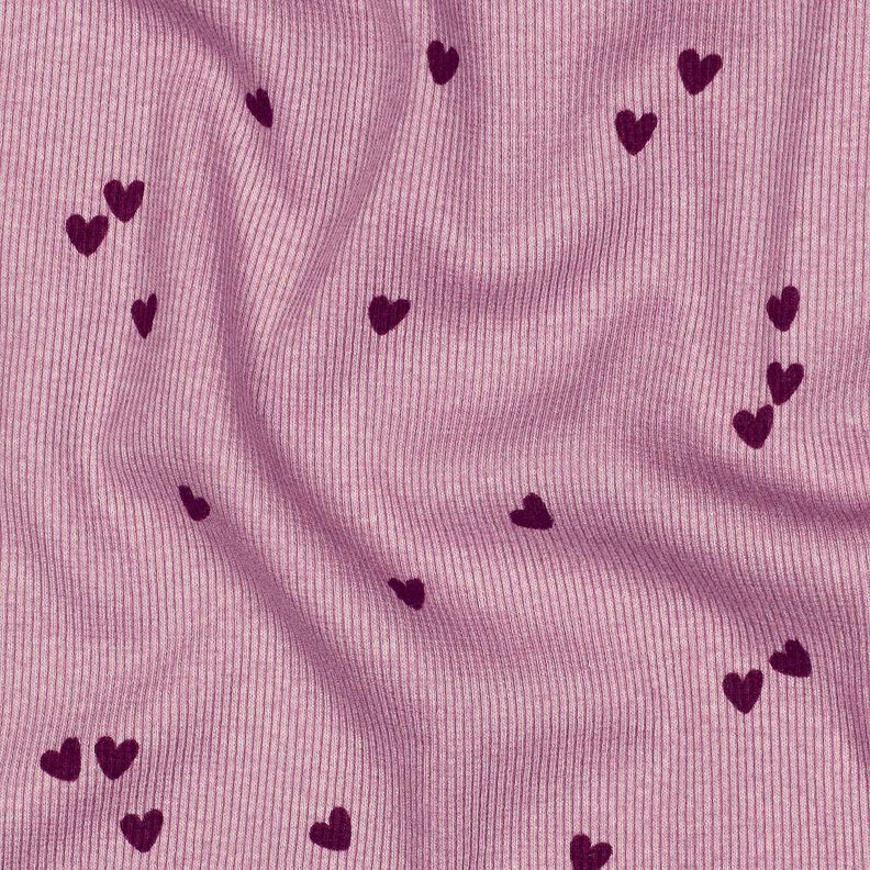 Dżersej prążkowany rozproszone serca | Poppy Fabrics – pastelowy fiolet/merlot, image number 2