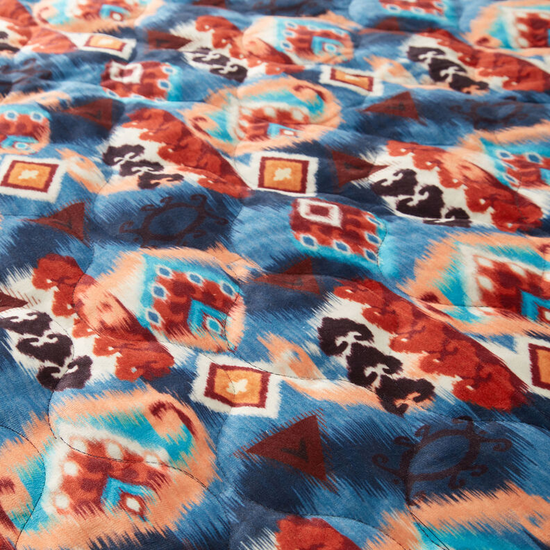 Welurowa tkanina pikowana, trójwarstwowa, wzór retro – mix kolorów,  image number 5