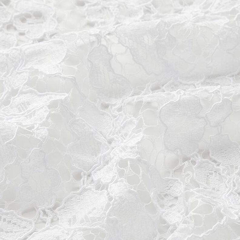 Koronka z obustronnym brzegiem łukowym w kwiaty – biel,  image number 3
