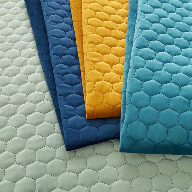 Tkanina tapicerska pikowany aksamit plaster miodu – petrol,  image number 5