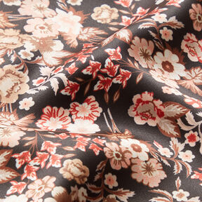 Satyna w urocze kwiatki &ndash; czerń, 