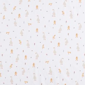 GOTS Popelina bawełniana urocze gęsi i pisklęta | Poppy Fabrics – biel, 