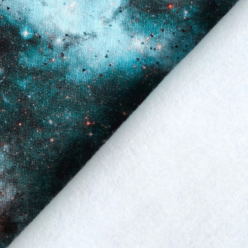 Dzianina dresowa drapana Universum nadruk cyfrowy – lodowy niebieski/czer?,  image number 4