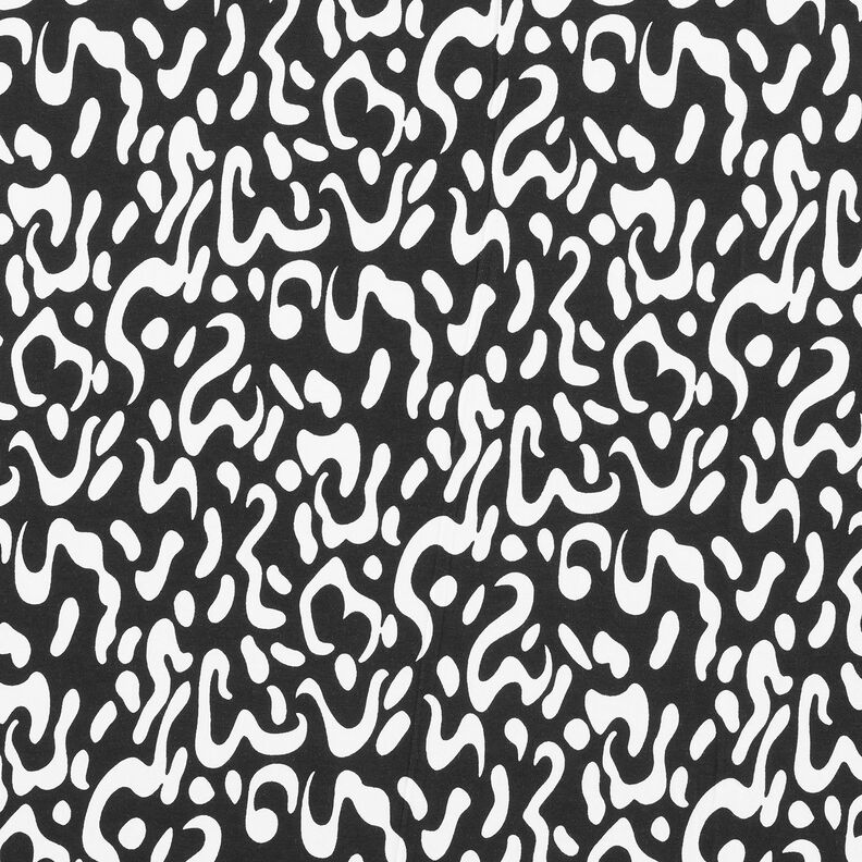 Dżersej wiskozowy z abstrakcyjnym wzorem panterki – czerń/biel,  image number 1