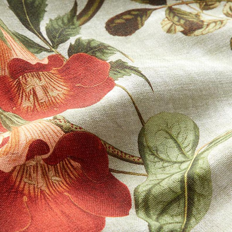 Tkanina dekoracyjna płótno nostalgiczne kwiaty – zieleń trzcinowa,  image number 2