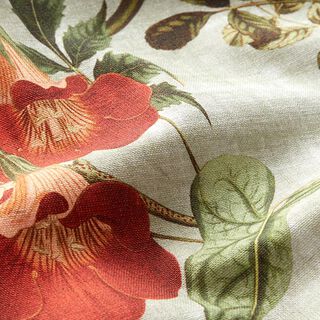 Tkanina dekoracyjna płótno nostalgiczne kwiaty – zieleń trzcinowa, 